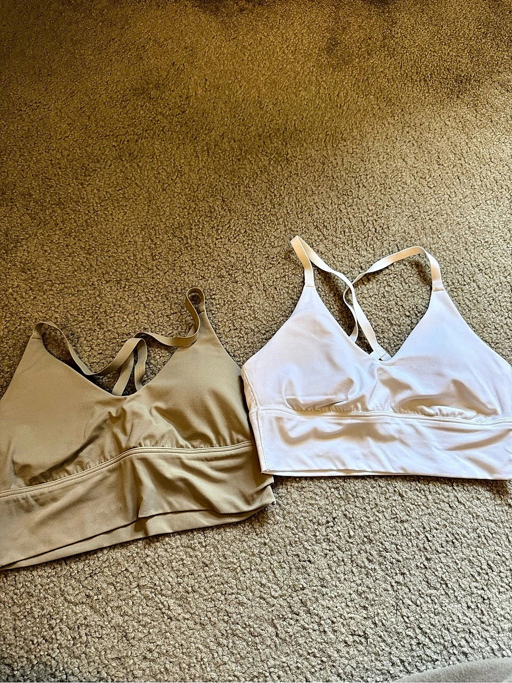 Aerie Offline Sports Bra Set in White & Beige Medium